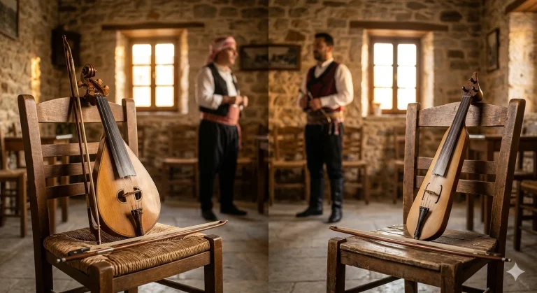 Κρητική λύρα και ποντιακός κεμεντζές.